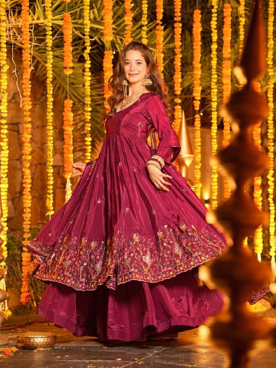 The Radiant Mustard Botanical-Hem Anarkali